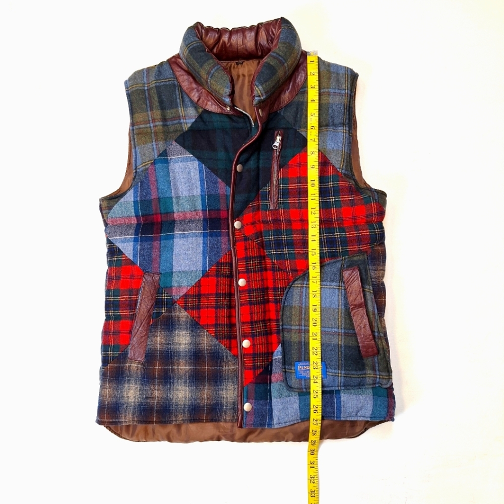 Pendleton Wool Plaid Patchwork Puffy Vest With Le… - image 4